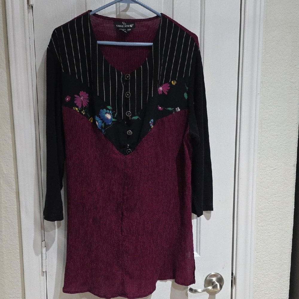 Carole Little Vintage Women's Floral Button-Down Top Size 22W Runs Small